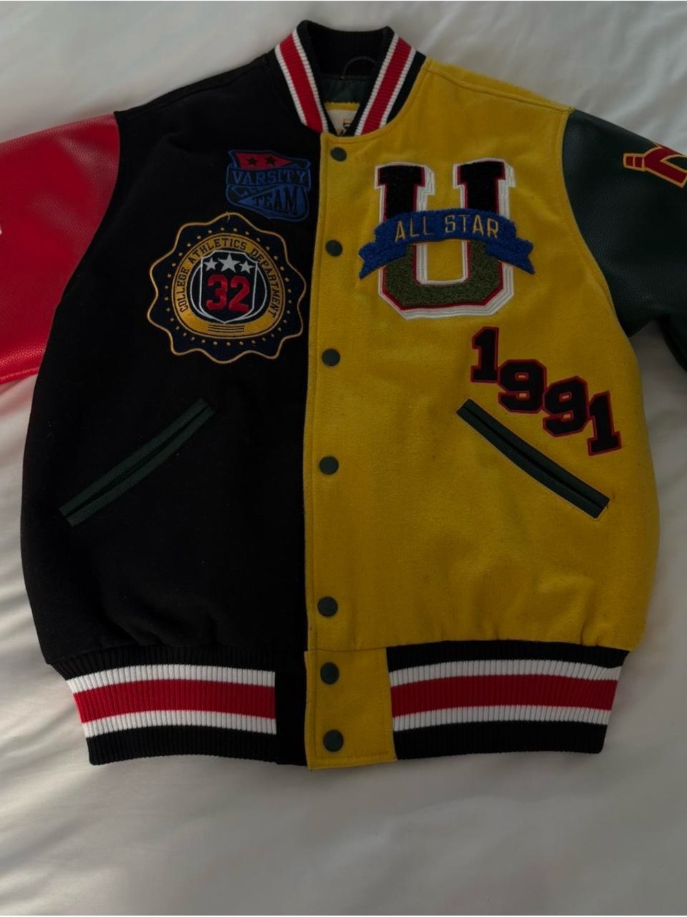 All Star Varsity Colorblock Women's Jacket - Yellow & Black